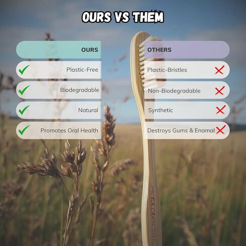 Boar Bristle & Bamboo-frushrush- فرشاة أسنان صديقة للبيئة مع شعيرات خنازير طبيعية 100 ٪- قابلة للتحلل ، آمنة اللثة ، شركة متوسطة ، خيزران وفرشاة أسنان الخنازير in Kuwait