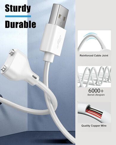 كابل شاحن USB DC المغناطيسي - سلك شحن بديل متين - للألعاب القابلة لإعادة الشحن مدلك فرشاة الأسنان الكهربائية منظف الوجه الكهربائي 6 مم/0.24 بوصة in Kuwait