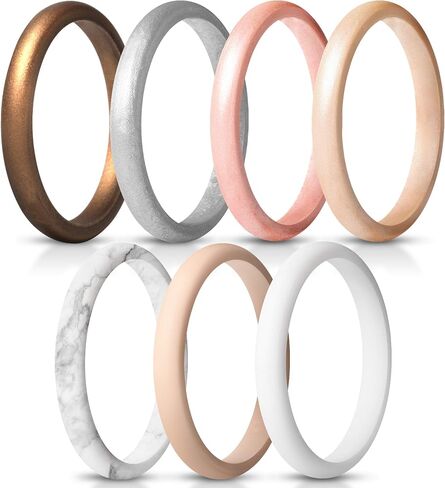 ThunderFit Women's Thin and Stackable - Silicone Rings Wedding Bands - Promise rings 2.5mm Width - 2mm Thick in Kuwait