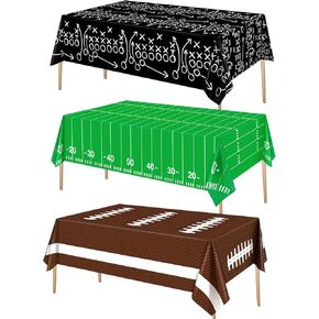 Esjay Football Party Decorations Supplies, Football Tablecloth Table Covers Disposable Plastic, Football Field Themed Birthday Decorations, 3 Pack (54"x72")