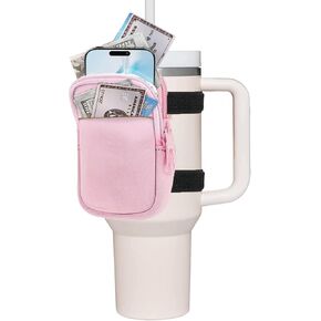 Water Bottle Pouch for Stanley Quencher Adventure 40oz & Stanley IceFlow 20oz 30oz,tumbler pouch with Pocket for Women,Gym Accessories for Cards,Keys,Wallet,Earphone,Compact,Versatile (Pink) in Saudi Arabia