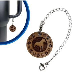 Pure Walnut Wood Stanley Cup Accessories- Cute Dog Charm For Stanley Tumbler- Cute Dog Design
