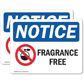 (2 Pack) Fragrance Free Sign With Symbol OSHA Notice Sign 5 Inch X 3.5 Inch Vinyl Label Decal Sticker Weather Resistant, UV Protected for Workplace, Business, and Construction Site, Made in the USA
