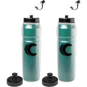 Cannon Sports Insulated Squeeze Water Bottle with Straw, Leak Proof Lids, Double Wall Insulation, Wide Mouth, BPA-Free, 28oz (2 Pack, Green)