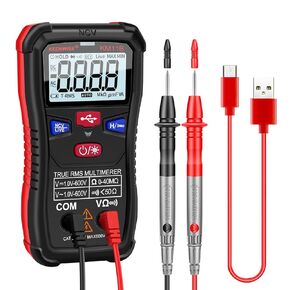 Rechargeable Digital Multimeter Tester, 4000 Counts, Smart Measurement, Type-c Interface, Measures AC/DC Voltage, Ohm Volt Amp Meter, Non-Contact Voltage Tester Function, Resistance