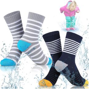Geyoga 2 Pairs Waterproof Socks for Kids Girls Boys Wading Socks Breathable Skiing Socks Hiking Socks for Travel Camping