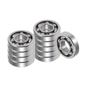 10pcs Deep Groove Ball Bearings - [3/8 Inch x 7/8 Inch x 7/32 Inch] Chrome Steel Balls for Motors Machine Tool Gearboxes Bearing Use, Open Type ABEC1