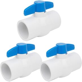 WHK 3 PACK 1-1/2" Inch PVC Ball Valve Slip SCH40 PVC Shut Off Valve Pool 1-1/2"(1.5) Inch with T-Handle Shut-Off PVC Ball Valve Socket for Outdoor Plumbing,Irrigation System and Sprinkler Lines