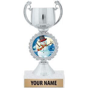 6.5" Silver Snowman Winter Wonderland Trophies, Custom Chaplet Cup Snowman Winter Wonderland Trophy Award Prime
