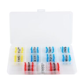 150 Pcs Solder Seal Wire Connectors Kit, Heat Shrink Waterproof Electrical Butt Terminals for Marine Automotive Trailer RV, Boat Truck Wiring with Assortment Box