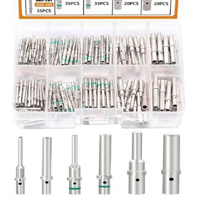 mankk 180PCS Solid Pin Connector Kit Size 12 16 20 for Deutsch Connectors DT Pins Contact Sockets Solid Contacts Male Female Pins Terminal Wire Size 12-20AWG