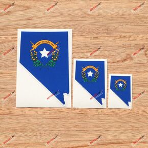 Nevada State Flag Map Outline Vinyl Decal Sticker - 3 Pack Glossy, 2 Inches, 3 Inches, 5 Inches - for Car Boat Laptop Cup Phone