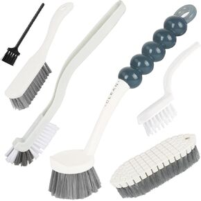 6 Pack Multipurpose Household Cleaning Brush Set, Deep Cleaning Brush Set with Grips Dish Brush, Scrub Brush, Bottle Brush, Shoe Brush, Groove Gap Brush, Keyboard Brush for Kitchen Bathroom (B)