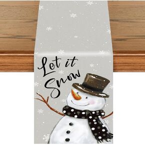 Xmas Rustic Table Runner, Snowman Table Runner Let It Snow, Christmas Table Runners 72 Inches Long for Party Decor, Winter Table Runners for Christmas Table Decorations (Snowman)