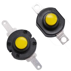 mxuteuk 30pcs Self-Lock Micro Push Button Switch Round DC 12V 0.5A 2Pin Latching Mini On/Off Switches (15pcs Flat Pin with Hole + 15pcs Bent Pin with Hole) YXT-1214