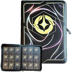 Premium Silly Bear Emporium Lorcana Card Back Themed 360 Side-Loading Pocket Binder for TCG Trading Cards | Compatible with Lorcana, Yugioh, One Piece, Pokemon, Magic (9 Pockets - Black)