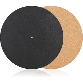 Nobsound Turntable Slip Mat Anti Static Silicone/Cork Slipmat for Vinyl Record Player (Cork & Leather)