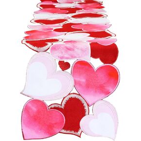 Grelucgo Embroidered Love Heart Table Runner for February 14th Valentine's Day (13x69 inches)