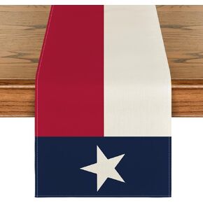 Artoid Mode Texas U.S. States Flag Table Runner, Seasonal Party Holiday Kitchen Dining Table Decoration for Home Party Decor 13x72 Inch