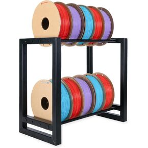 3D Printer Filament Storage Rack - Steel Wall Mounted or Table Top PLA Storage Filament Spool Holder, 17x16x10 Inches, Adjustable Width Works with Large & Small 3D Printing Filaments