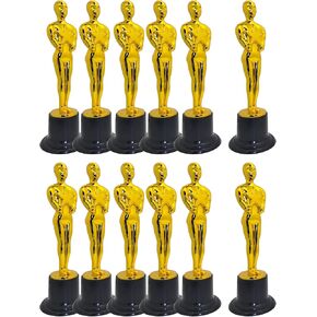 Gold Award Trophies (24 Pack) (6 Inches) Bulk Golden Plastic Statues. Standing Man Award Holding a Large Star Trophy for Movie Sport Ceremony Birthday Prize (Gold Award Trophy, 24 Pcs)