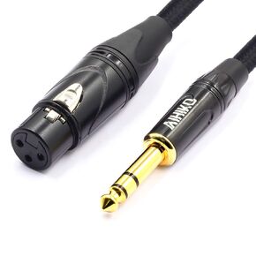 XLR to 1/4 Inch Microphone Cable TRS Mono Jack Lead Balanced Signal Interconnect Cord Female to Quarter inch Patch Cables - 10 Feet