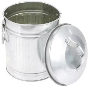 Mini Trash Can with Lid Bucket Shaped Galvanized Garbage Can Tabletop Trash Can Mini Wastebasket Small Metal Bucket Bin Flower Pot Pen Pencil Holder -Style 2
