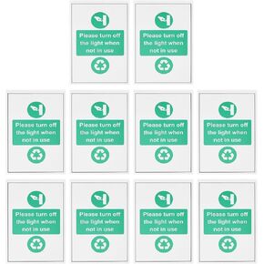 ECSING 10pcs 150mm × 100 مم PVC ملصقات تحذير للادة اللاصقة PVC يرجى إيقاف تشغيل الضوء عندما لا تكون قيد الاستخدام للتحذير والتعليمات in Kuwait