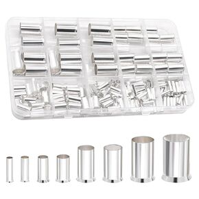 QTEATAK 8 Sizes(12 10 8 6 4 2 1/0 2/0) Copper Crimp Fitting Terminals Assortment Kit, Wire Ferrule Tinned Non Isulated Electrical Cable Pin Cord End Terminal Connectors(164Pcs)