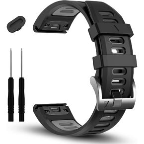 EZMVZKU 22mm Quickfit Sport Band for Garmin Fenix E/Fenix 8 47mm/Fenix 7/7 Pro/6/6 Pro/5/5 Plus,Silicone Watchband Strap for Forerunner 965 955 945/Approach S70 S62/MARQ Adventurer (Gen 2)