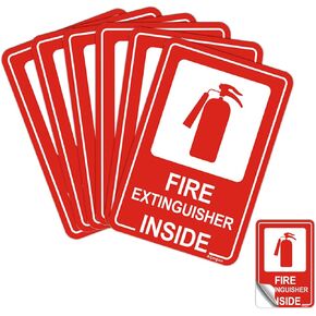 6 Pack Fire Extinguisher Inside Signs Stickers, 4x6" Small Self Adhesive Vinyl Safety Sign for Business, long lasting,Water and Fade Resistance,weather resistant, indoor and outdoor use