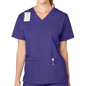 WonderWink Womens V-Neck Top Medical Scrubs Shirt, Grape, 2X US