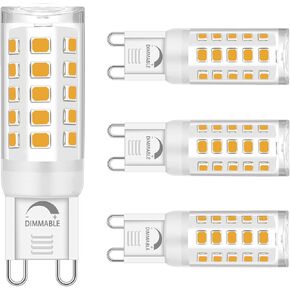 G9 LED Bulb Dimmable, No Flicker 2700K Soft Warm White T4 Small G9 LED Bi Pin Base, 4W (40W Halogen Replacement Bulbs), Chandelier Light Bulbs for Home Lighting, 4 Pack (Modern, Count, 4)