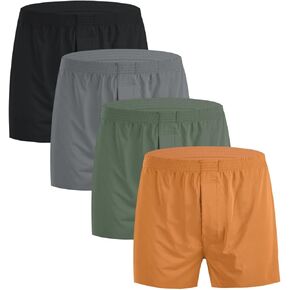 MakeMeChic Men's 4 Pack Workout Shorts Letter Patched Elastic Waist Straight Leg Athletic Shorts