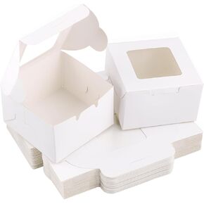 40pcs White Bakery Boxes with Window,Mini Cake Boxes,Pastry Box for Wedding,Birthday,Party,Small Treat Boxes for Cupcakes,Donuts,Dessert,Candy,Cookies,Macarons,4x4x2.5 Inches