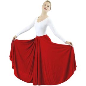 Danzcue Womens Long Full Circle Dance Skirt (L-XL, Scarlet)