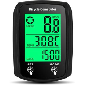 Bike Computer Wired, Bicycle Odometer Wired MPH KM/H Bike Speedometer Waterproof Bike Odometer with Touch Sensor Switch, Big Digital LCD Screen, Automatic Wake-up