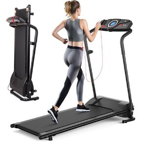 Electric Folding Treadmill, Portable Treadmills for Home, Motorized Treadmill Running Machine with LCD Display, Water Holder & 12 Preset Programs, Compact Treadmill for Small Space Foladable