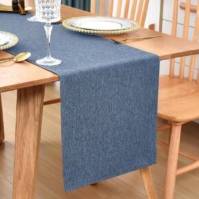 Farmhouse Table Runner Small Faux Linen Dining Table Runners 48 Inches Water-Resistant Coffee Table Runner Denim Blue Rustic Dresser Runner for Living Room Bedroom Party Banquet 13x48 Inch