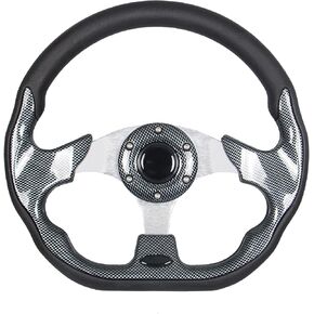 ألياف الكربون Grip Golf Cart Wheel مع إطار من الألمنيوم الفضي Frame Lit Universal لـ Golf Cart Club Car DS و Prectent Ezgo RXV & TXT ، Yamaha