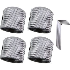 4PCS Electric Guitar String Knob with Hole Metal Volume Knob Bass Volume Tone Knob Guitar Potentiometer Cap Silver Volume Tone Control Knob Electric Guitar Bass Accessories