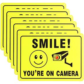 ابتسم أنك على علامة الكاميرا ، 6pcs 10x7 بوصة الصدأ خالية من الألومنيوم مراقبة مراقبة في الهواء الطلق ، وعلامة كاميرا للأشعة فوق البنفسجية للأشعة فوق البنفسجية للمنزل ، والفناء ، والأعمال ، وتنبيه الممر ، و CCTV in Kuwait