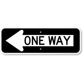 SmartSign 8 x 24 inch “One Way" MUTCD-Compliant Metal Sign with Left Arrow, 80 mil Aluminum, 3M Laminated Engineer Grade Reflective Material, Black and White