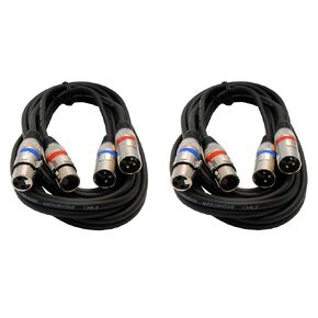 Audio2000'S ADC203G2 Two-Pack Professional 10-Feet Dual/Stereo XLR Female to Dual/Stereo XLR Male Balanced Audio/Recording/Microphone Cables