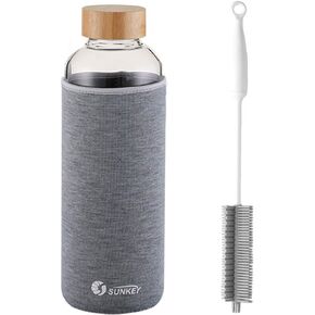 زجاجة ماء زجاجي من الزجاج 64 أوقية مصب عريض مع غطاء خيزر in Kuwait