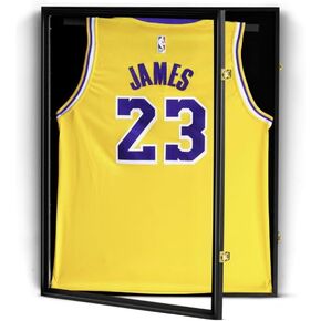 Jersey Frame Display Case, NETGOG 23.6x31.5-in Large Jersey Frame Shadow Box Lockable with UV Protection Acrylic and Hanger for Collection Baseball Basketball Football Hockey Sport Shirt Black