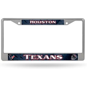 Rico Industries NFL Football Houston Texans Standard 12" x 6" Chrome Frame with Decal Inserts - Car/Truck/SUV Automobile Accessory