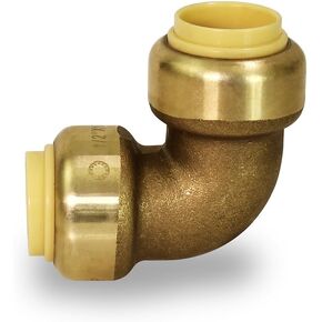 MIDLINE VALVE VQFJ034 90 Degree Elbow Pipe Fittings Push to Connect Pex Copper, CPVC, 1/2'', Brass