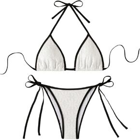 Women's 2 Piece Y2K Floral Bikini Set Triangle Thong Bikini Set Sexy High Cut Bathing Suit String Tie Cheeky Swimsuit