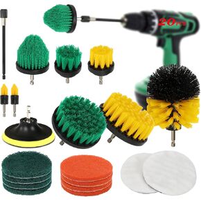 20Pcs Power Drill Cleaning Brush Attachment Kit, Yellow Cleaning Brushes Set for Shower, Green Electric Cleaning Brush for Kitchen, Household Cleaning Supplies